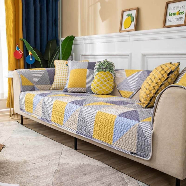 Artistic Geometric Pattern Washable Cotton Couch Cover