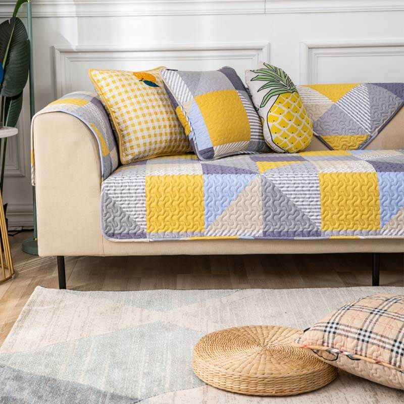Artistic Geometric Pattern Washable Cotton Couch Cover