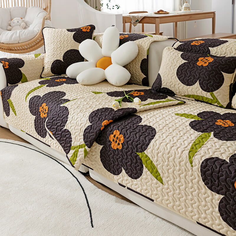 Caramel Macchiato Cotton Non-slip Couch Cover for Protection