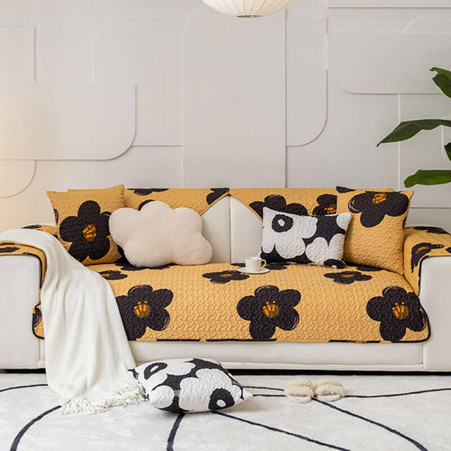 Caramel Macchiato Cotton Non-slip Couch Cover for Protection