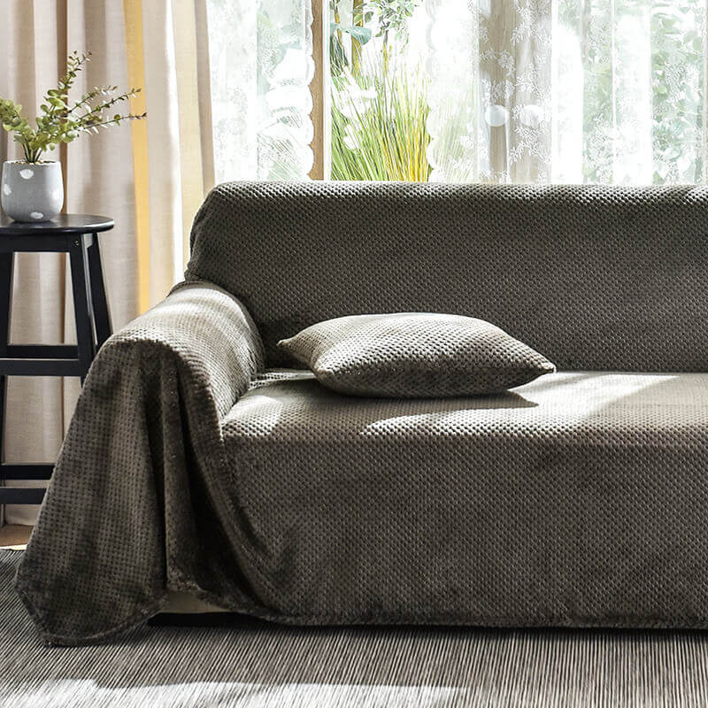 Cozy Home Velvet Couch Cover Pineapple Pattern Plush Fabric