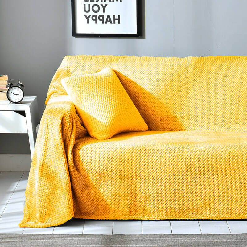 Cozy Home Velvet Couch Cover Pineapple Pattern Plush Fabric