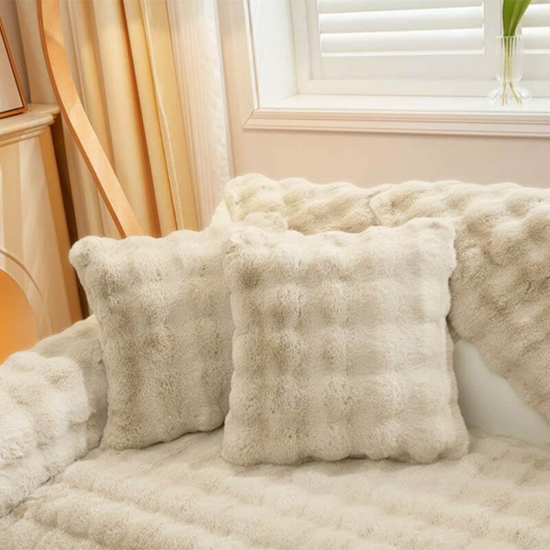 Cozy Plush Solid Colour Non-slip Couch Cover for Comfort