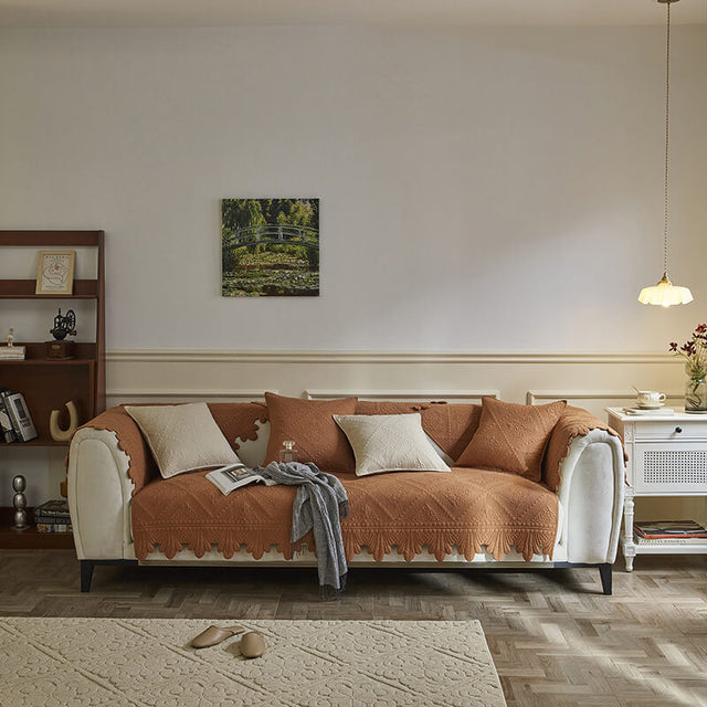 Fashion Leaf Trim Cotton Washable Couch Cover 70x70 cm