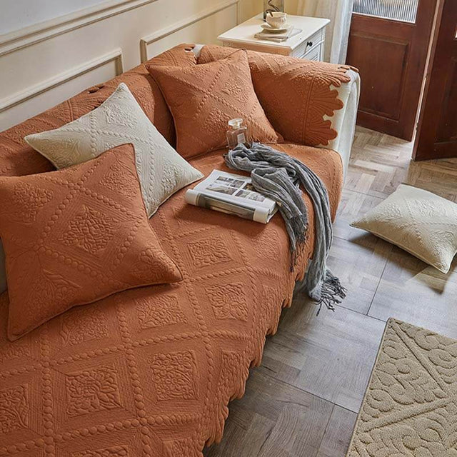 Fashion Leaf Trim Cotton Washable Couch Cover 70x70 cm