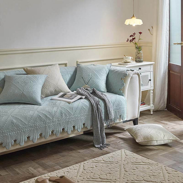 Fashion Leaf Trim Cotton Washable Couch Cover 70x70 cm