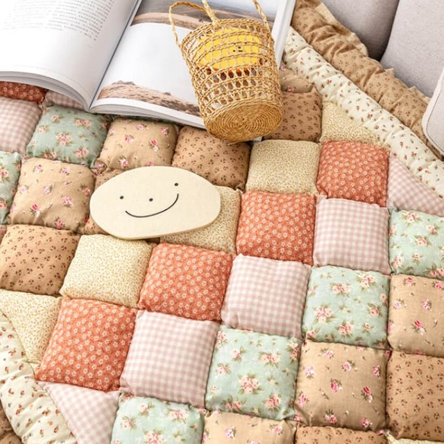 Floral Handmade Pure Cotton Protective Couch Cover, Non-Slip