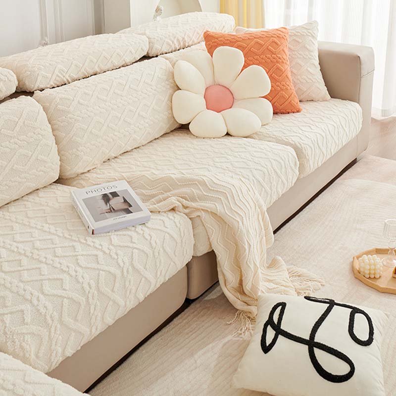 Full Wrap Soft Fleece Stretch Couch Cover for All Seasons