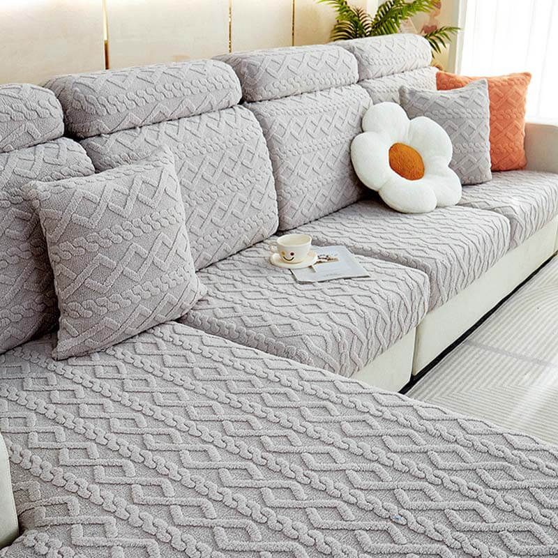 Full Wrap Soft Fleece Stretch Couch Cover for All Seasons