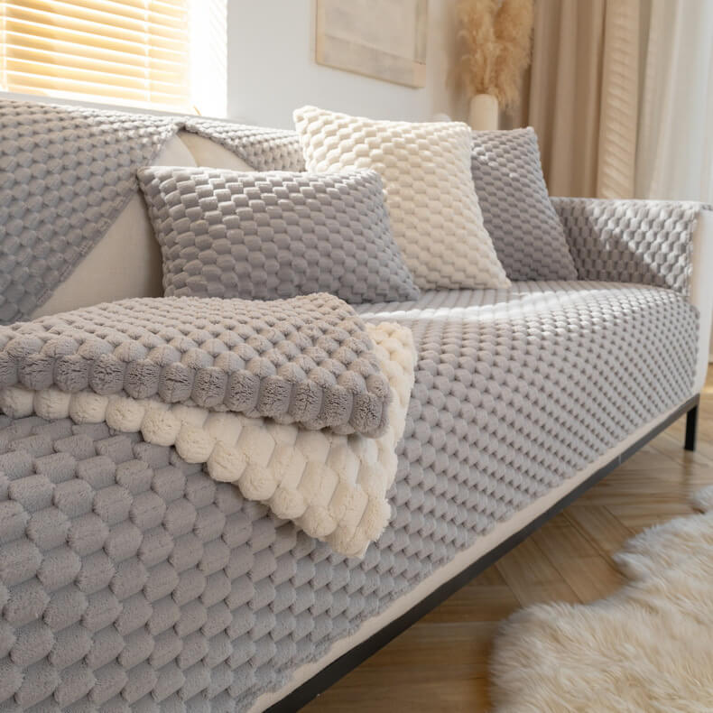 Honeycomb Plush Thickened Non-slip Couch Cover for Pets