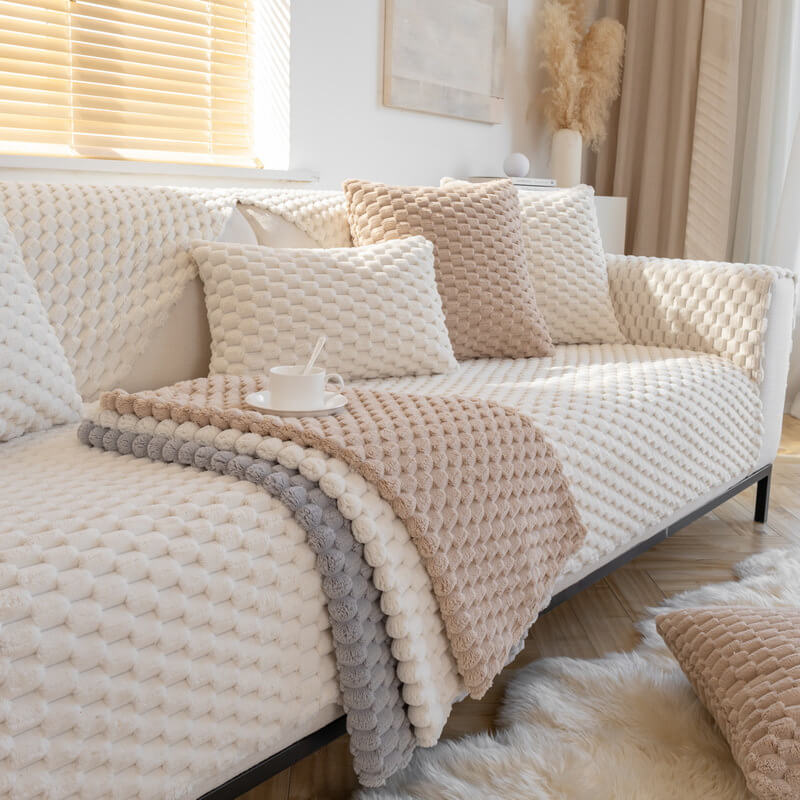 Honeycomb Plush Thickened Non-slip Couch Cover for Pets