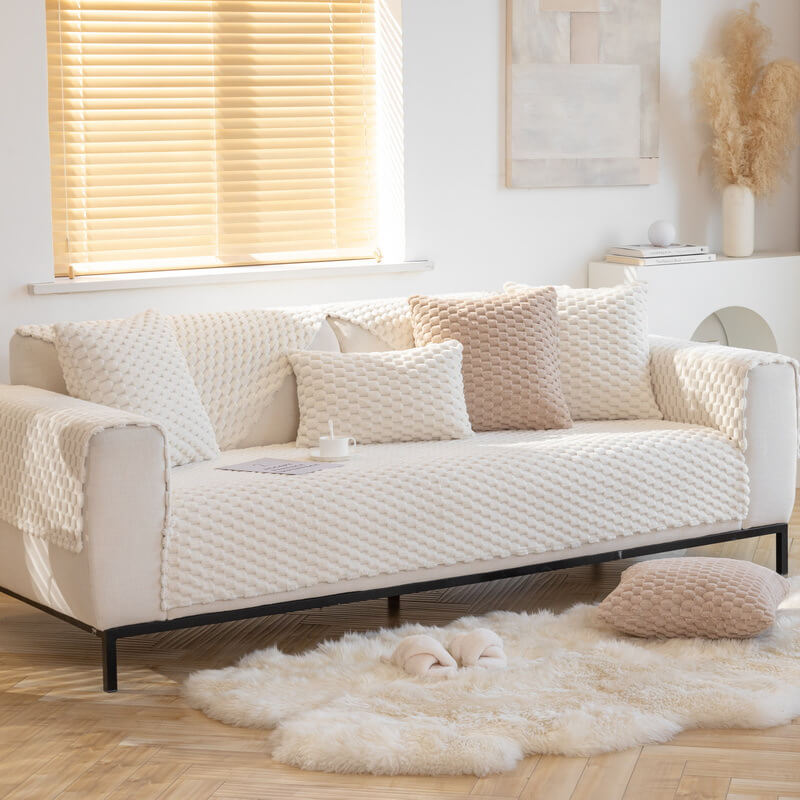 Honeycomb Plush Thickened Non-slip Couch Cover for Pets