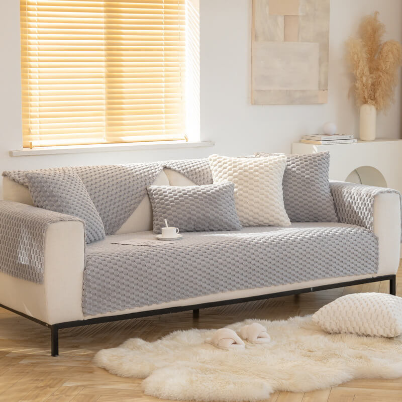 Honeycomb Plush Thickened Non-slip Couch Cover for Pets