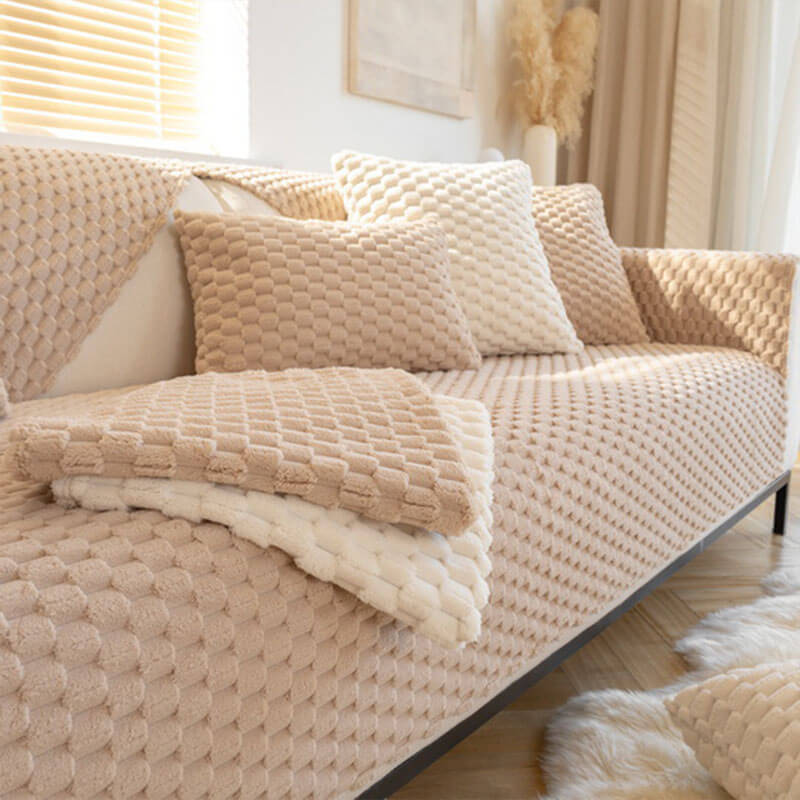 Honeycomb Plush Thickened Non-slip Couch Cover for Pets
