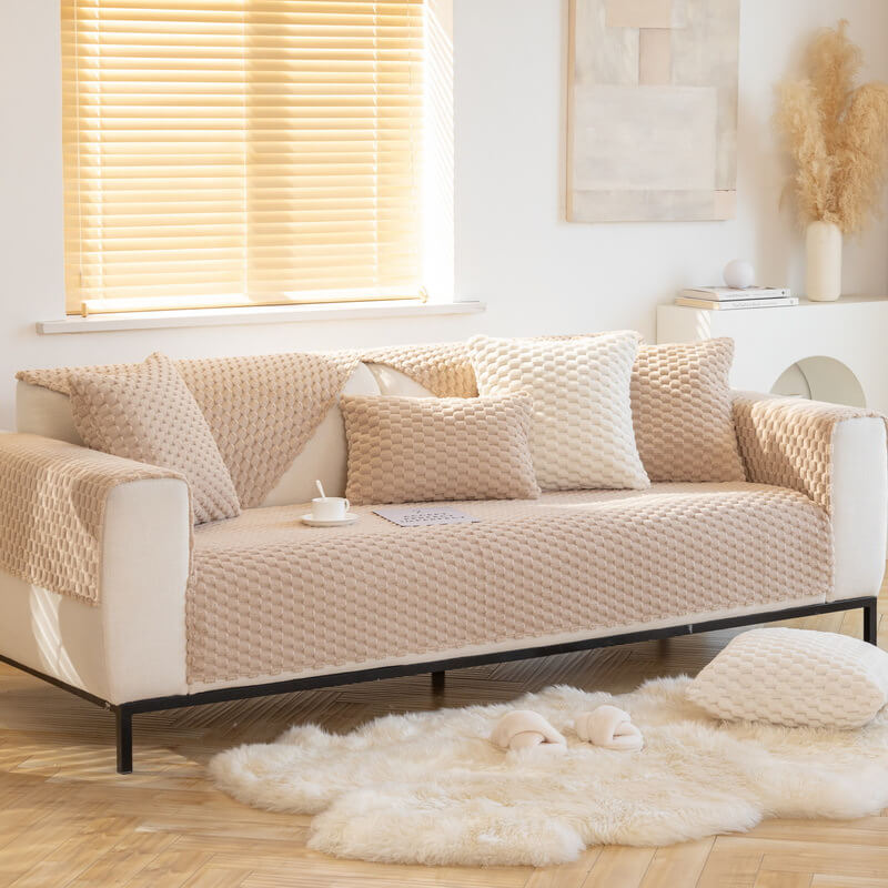 Honeycomb Plush Thickened Non-slip Couch Cover for Pets