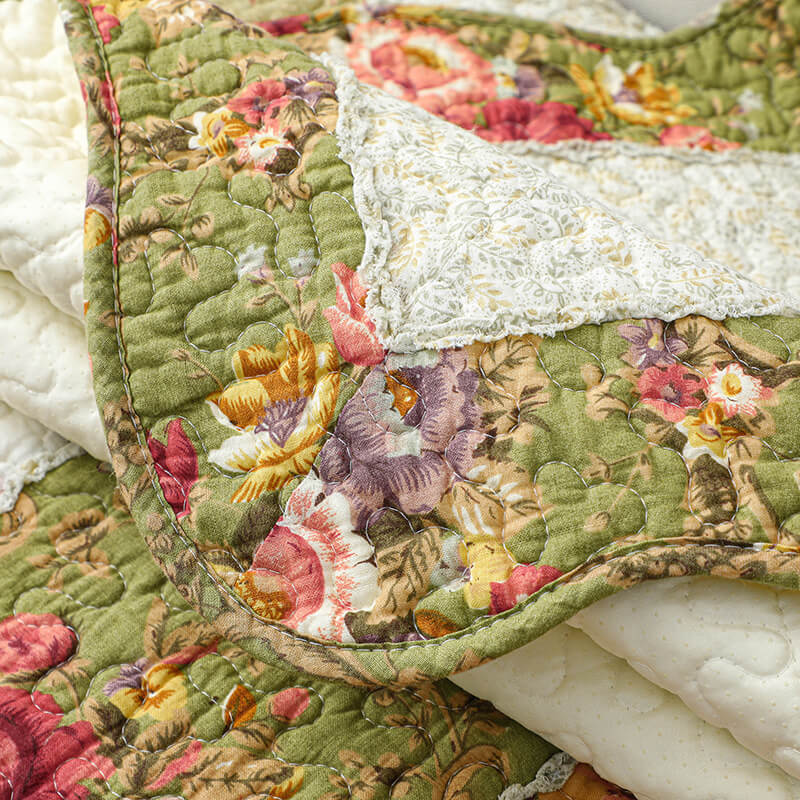 Vintage Flower Plaid Cotton Couch Cover - Soft Eco-Friendly Design