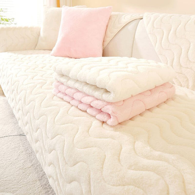 Wave Pattern Soft Plush Non-slip Couch Cover - Stylish Comfort