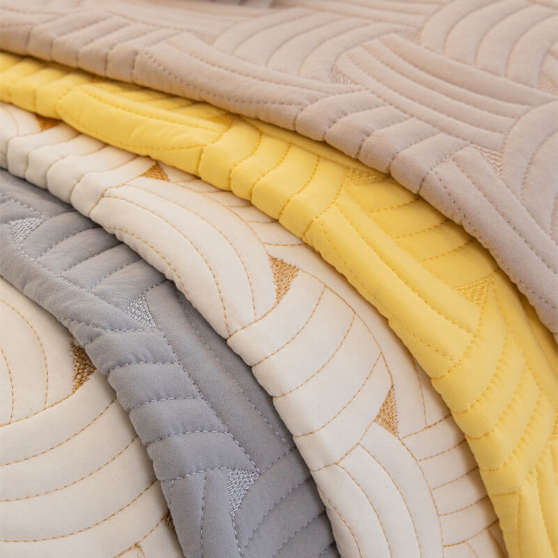 Weave Pattern Cotton Quilted Sectional Couch Cover, Non-Slip