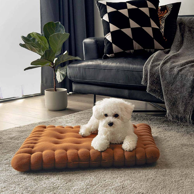 Whimsical Biscuit Dog Bed Cozy Soft Durable Quick Dry