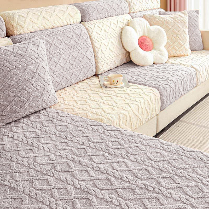 Full Wrap Soft Fleece Stretch Couch Cover for All Seasons