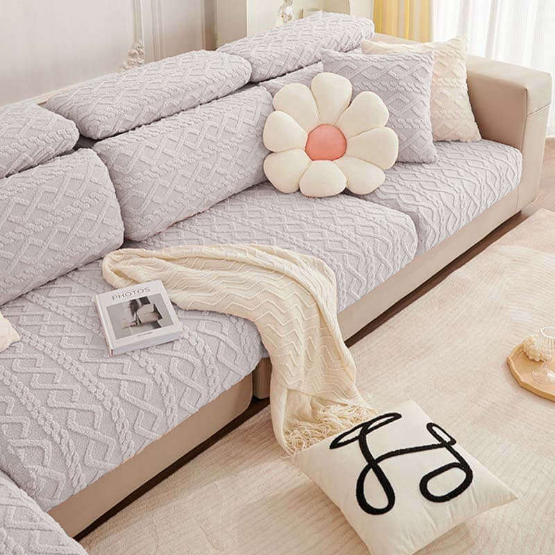 Full Wrap Soft Fleece Stretch Couch Cover for All Seasons