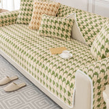 Houndstooth Plush Mat Furniture Protection Anti-Slip Cover