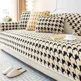 Houndstooth Plush Mat Furniture Protection Anti-Slip Cover
