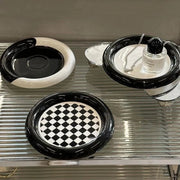 Geometric Design Ceramic Plate for Stylish Serving 20cm