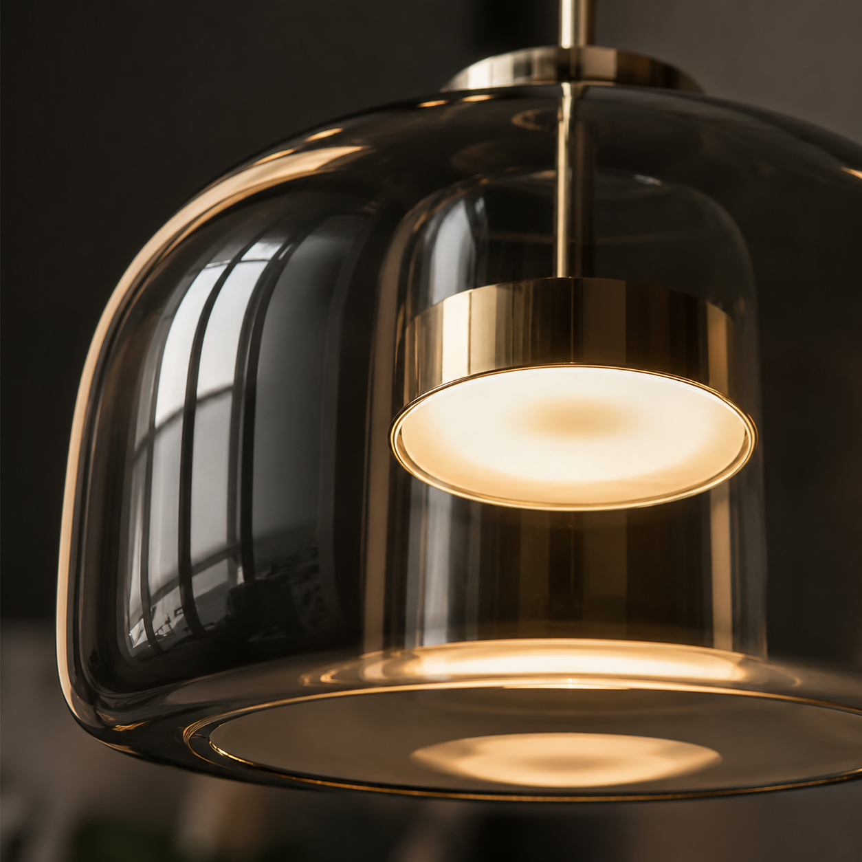 Retro Tinted Glass Pendant Light, Amber, Smoke or Clear Ceiling Lamp