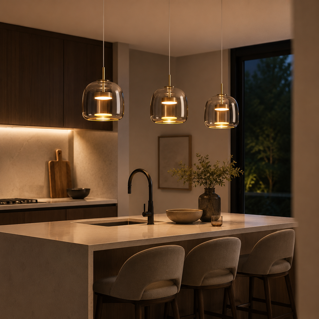 Retro Tinted Glass Pendant Light, Amber, Smoke or Clear Ceiling Lamp