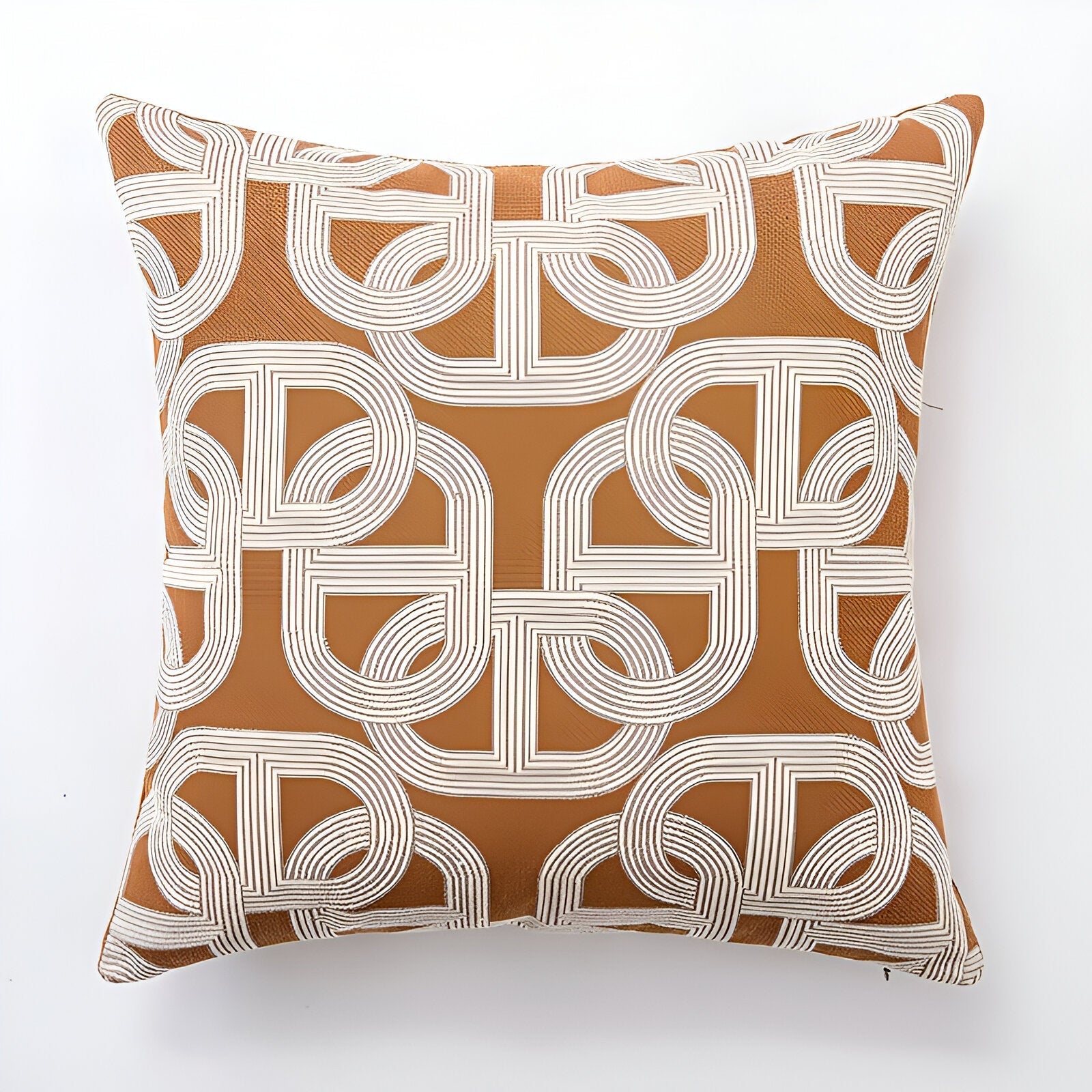 Gold Geometric Design Cushion Cover in Jacquard Style