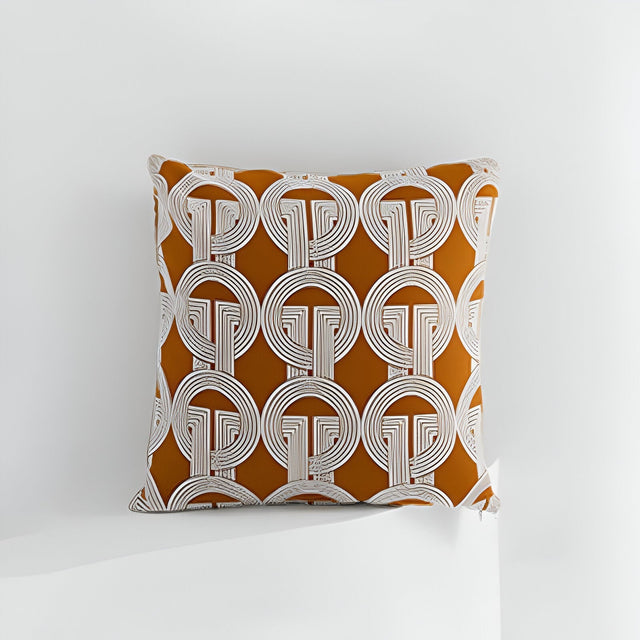 Gold Geometric Design Cushion Cover in Jacquard Style