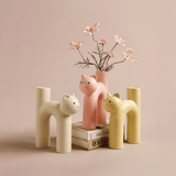 H-Shaped Cat Vase Decoration - Modern Ceramic Tabletop Design
