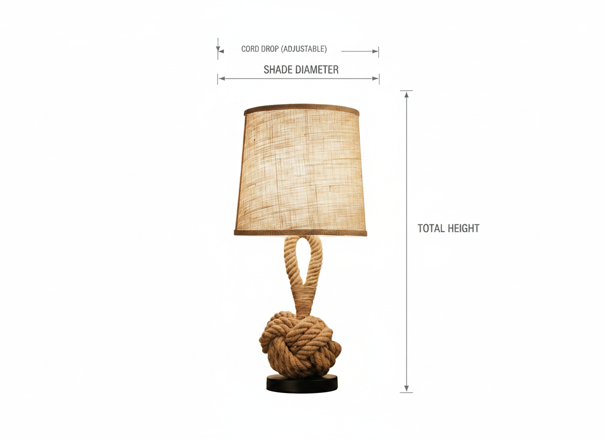 Hemp Rope Linen Table Lamp with Rustic Style Shade