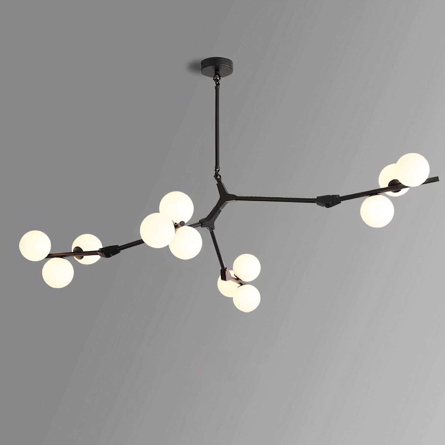 Heritage Scandinavian Chandelier – Modern Branch Design with Ambient Glass Globes