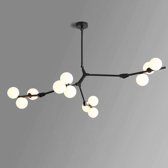 Heritage Scandinavian Chandelier – Modern Branch Design with Ambient Glass Globes