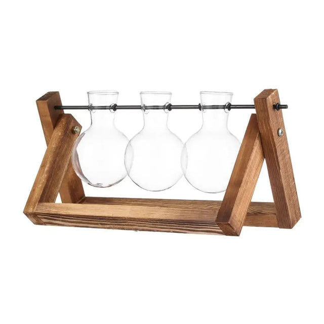 Hydroponic Glass Terrarium Tabletop Trays with Wooden Frame