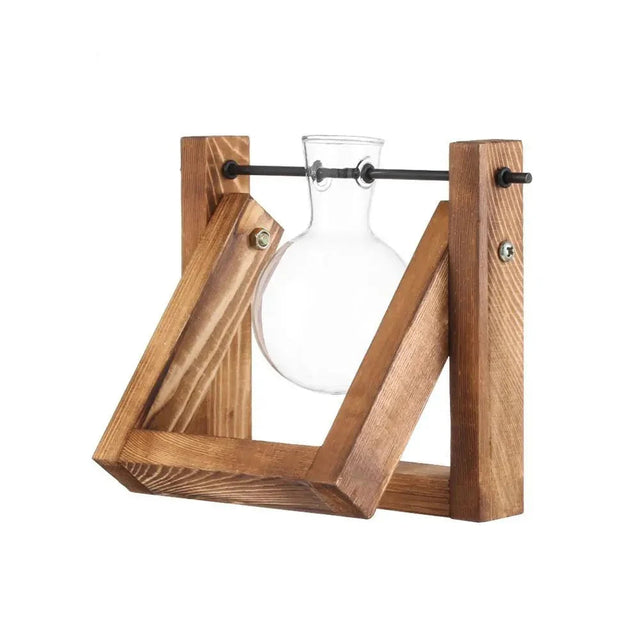 Hydroponic Glass Terrarium Tabletop Trays with Wooden Frame