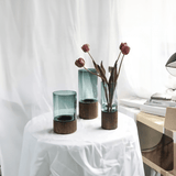 Hydroponic Wood & Glass Vase for Stylish Home Decor