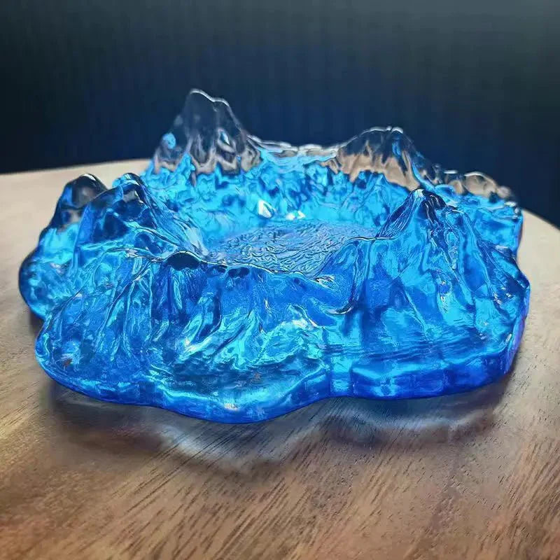 Ice Style Mountain Glass Ashtray Decoration for Home Use