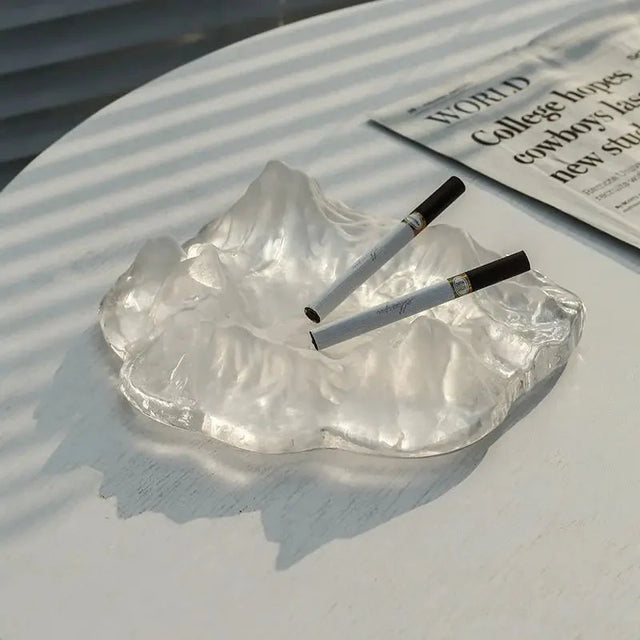 Ice Style Mountain Glass Ashtray Decoration for Home Use