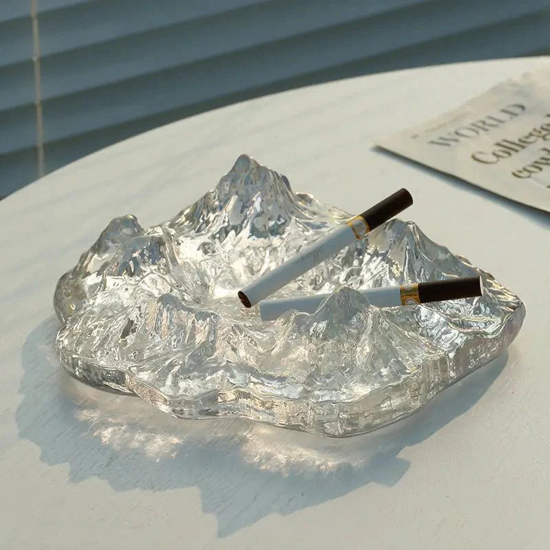 Ice Style Mountain Glass Ashtray Decoration for Home Use