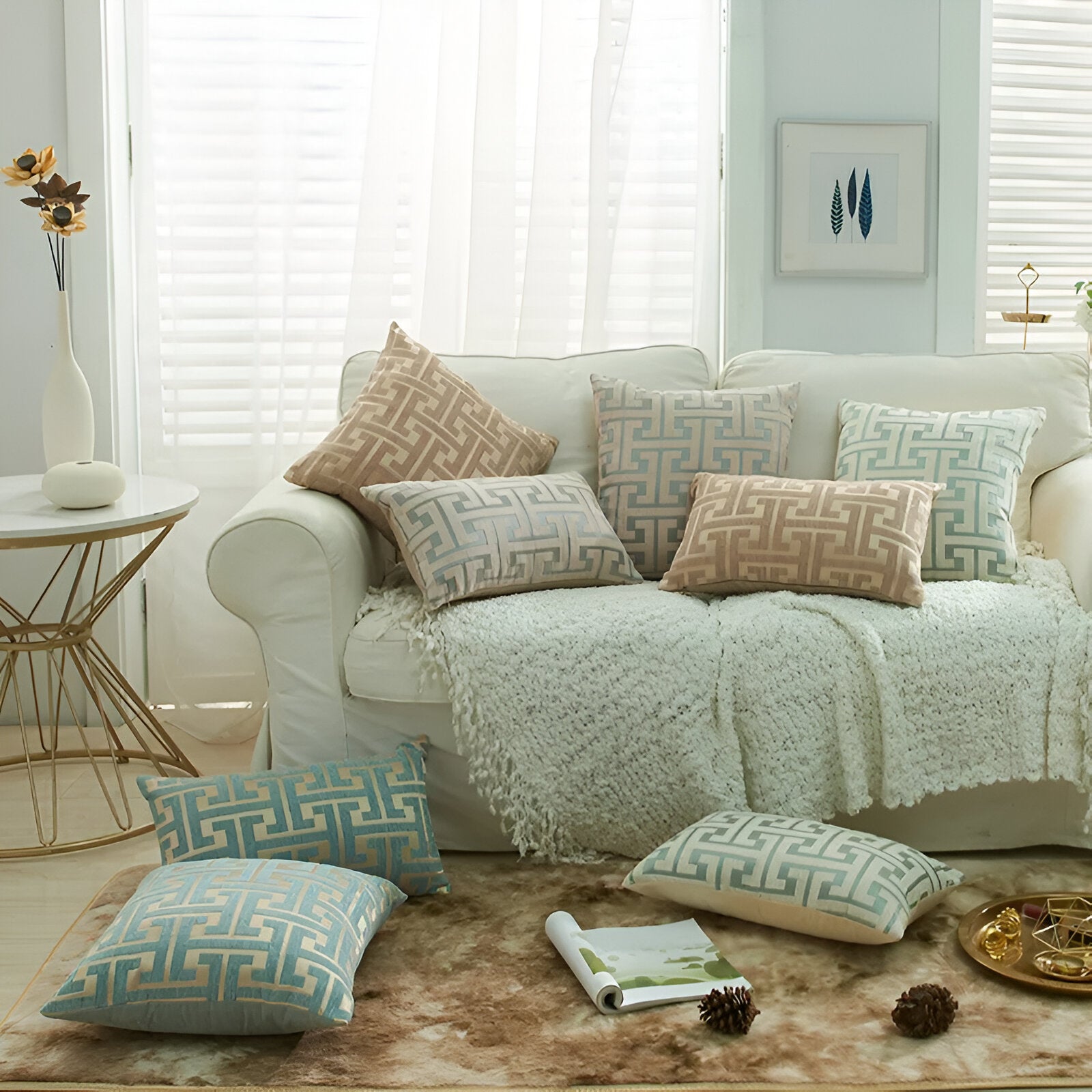 Jacquard Chenille Cushion Cover - Red Gold Embroidered Design