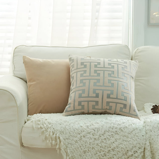 Jacquard Chenille Cushion Cover - Red Gold Embroidered Design