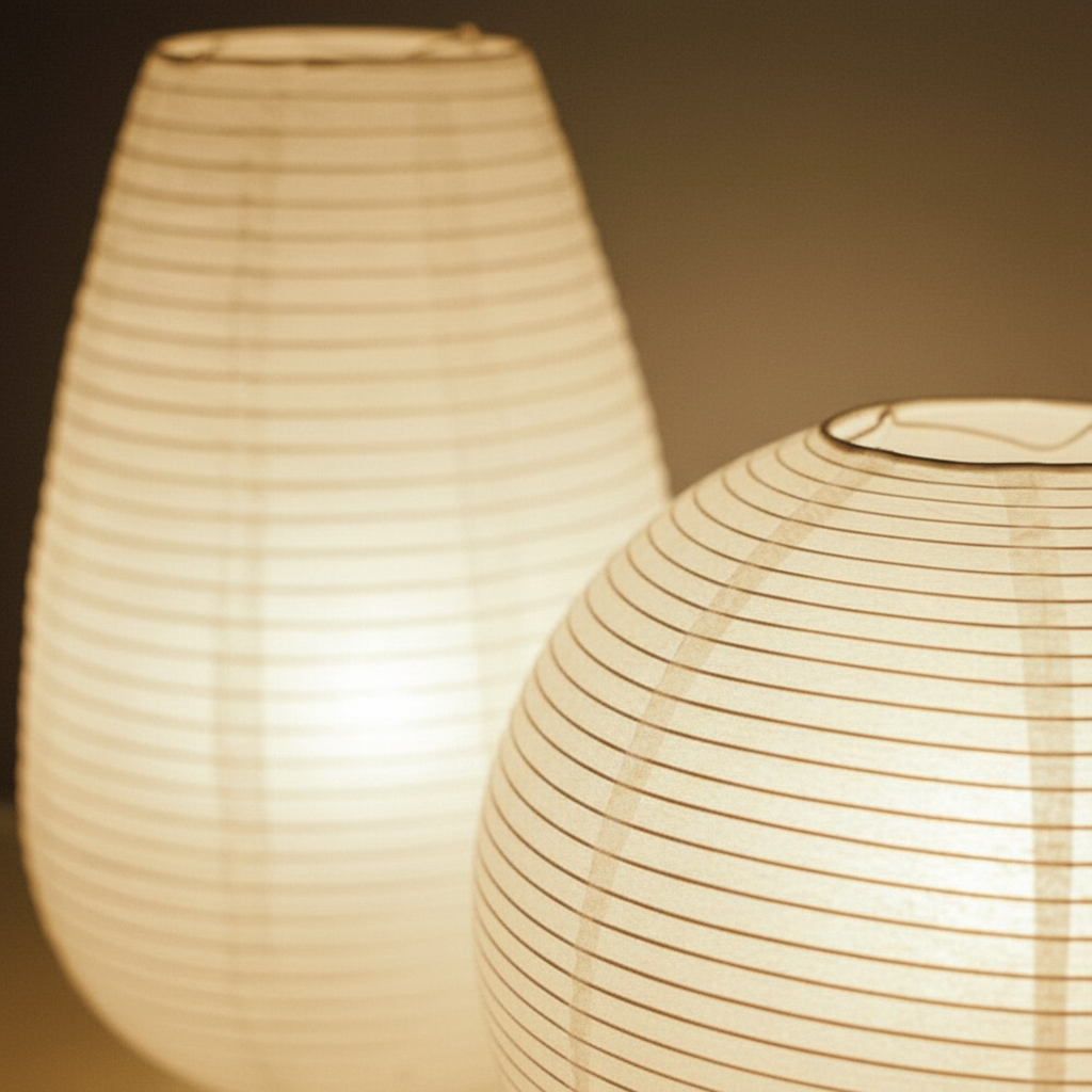Japanese Paper Lantern Bedside Lamp in Industrial Style