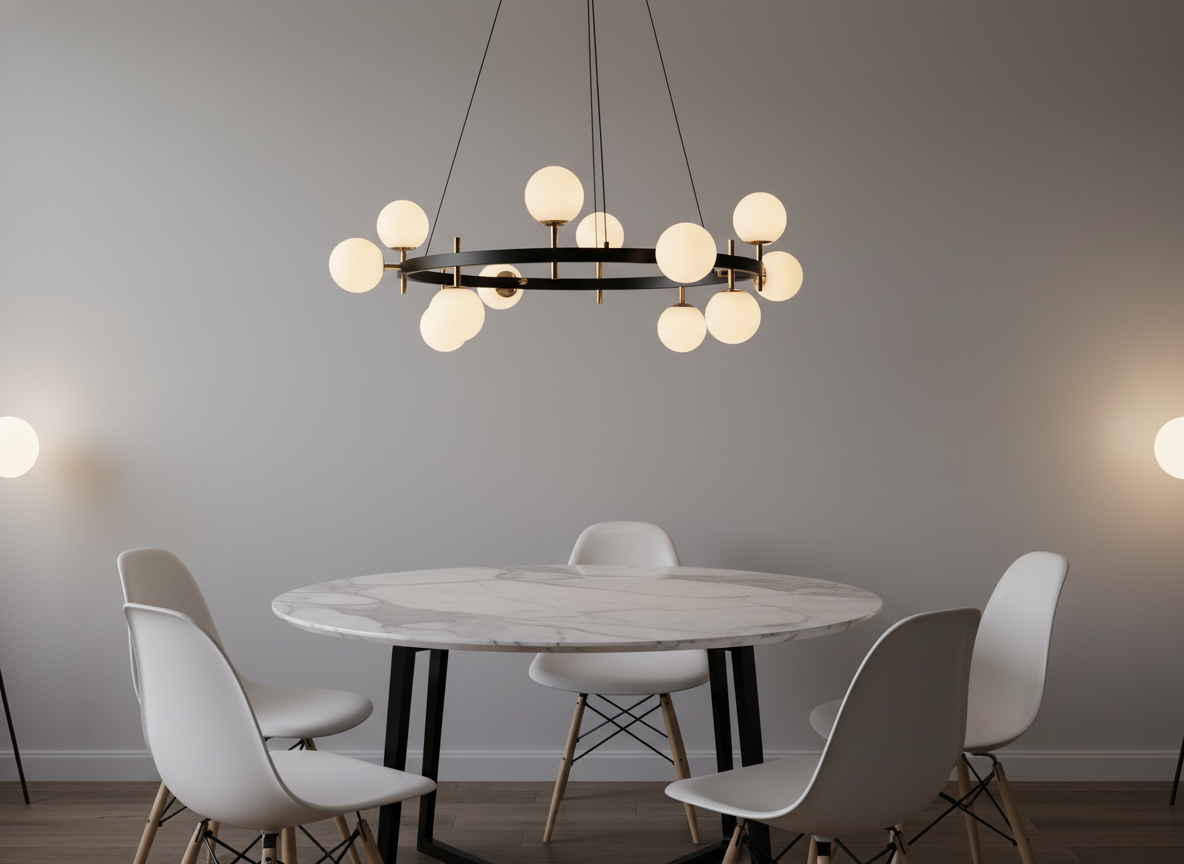 Kingsman Chandelier – Luxury Glass Globe Ceiling Light in Gold & Brown