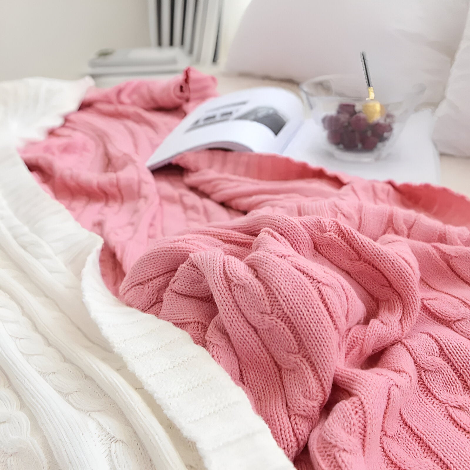 Knitted Cotton Solid Colour Throw Blanket for Cozy Comfort
