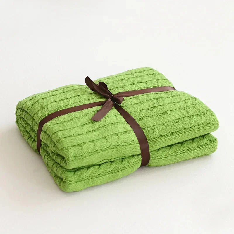Knitted Cotton Solid Colour Throw Blanket for Cozy Comfort