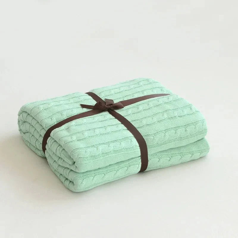 Knitted Cotton Solid Colour Throw Blanket for Cozy Comfort