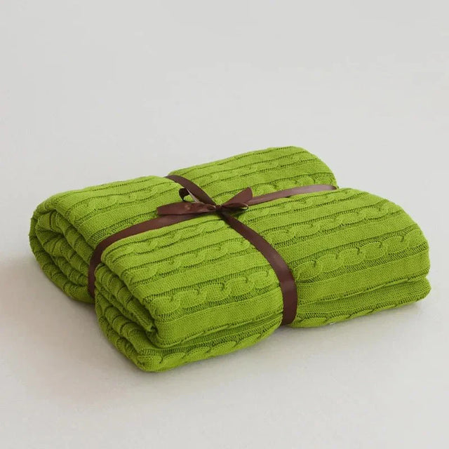 Knitted Cotton Solid Colour Throw Blanket for Cozy Comfort